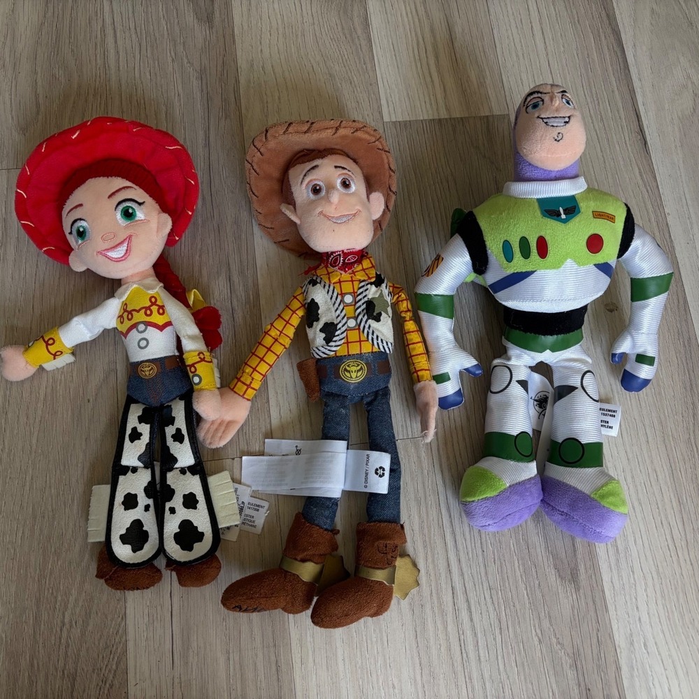 Disney Store Toy Story Plush Set Woody Buzz Lightyear Jessie 12-15 Inch Dolls